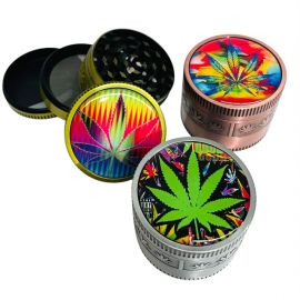 Metal Grinder with Colourful Leaf Design