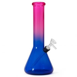 Large Pink Blue Beaker Glass Bong