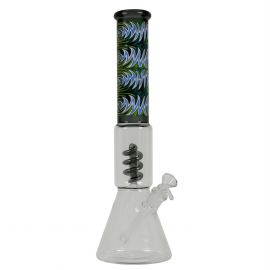 Tribal Design Beaker Glass Bong with Percolator (41cm)