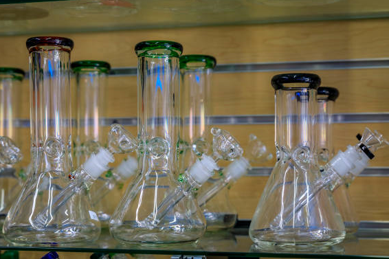 Groups of Clear Glass Bongs